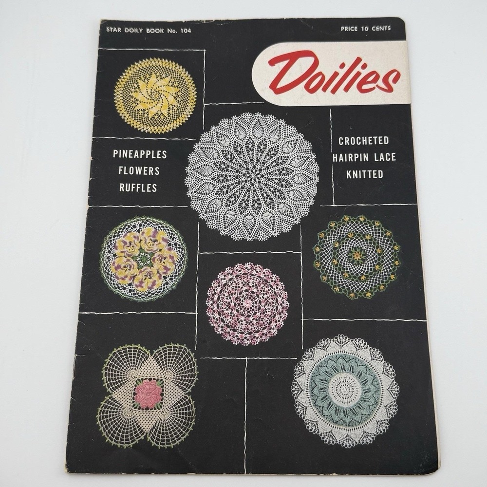Vintage 1953 Issue of Doilies Magazine Star Doily Book No. 104 Knit Crochet Lace